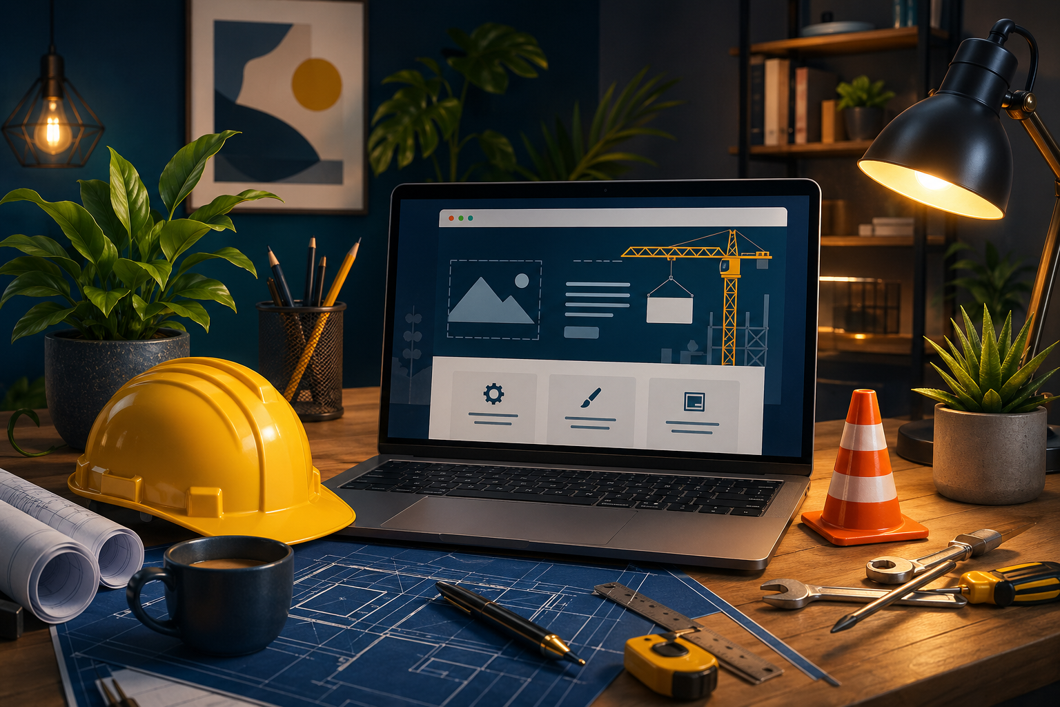 Illustratie van een website in aanbouw